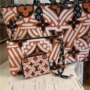 Louis Vuitton Vibrant Orange and Black Tote Trio